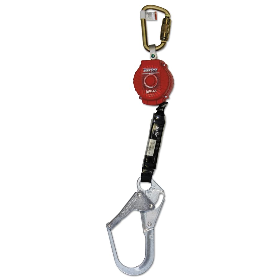 Honeywell TurboLite™ Single Personal Fall Limiter, 6 ft, Steel Locking Rebar Hook/Twist-Lock Carabiner, 400 lb Load Cap, 3,600 lb Gate